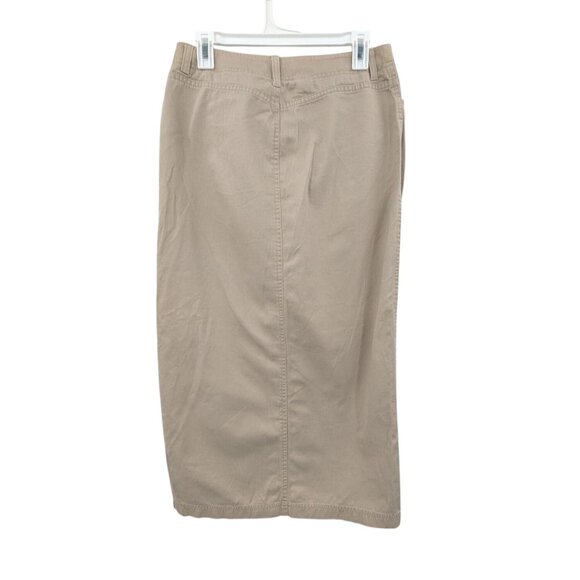 Vintage Y2K Button Up Mid Skirt Size 8 Minimalist Preppy Office Academia Neutral - Picture 2 of 8